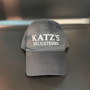Katz's Delicatessen KC Caps Black Cotton‎ Adjustable Leather Strap Hat OSFM Mens